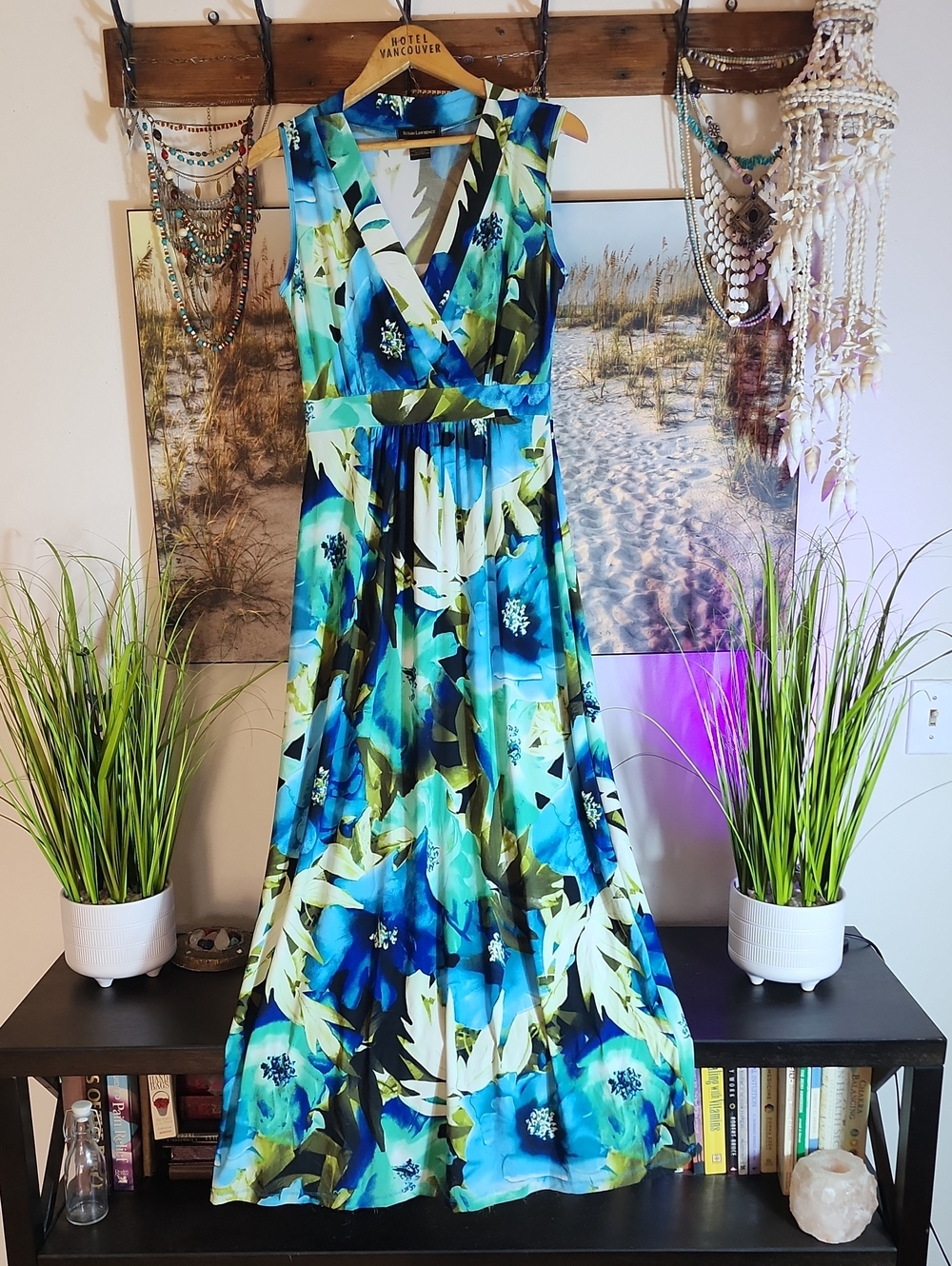 Susan Lawrence Teal & Blue Floral Maxi Dress